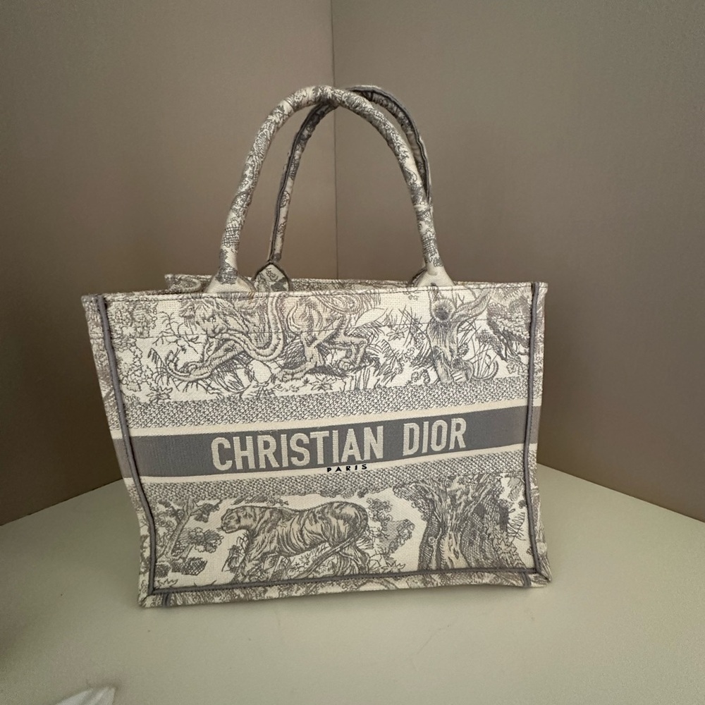 Dior Gray and Cream Tote Bag medium